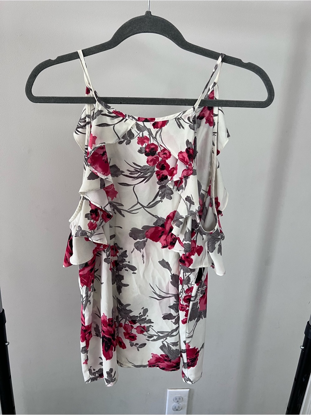 Altar'd State White Floral Tank with Pink Accents